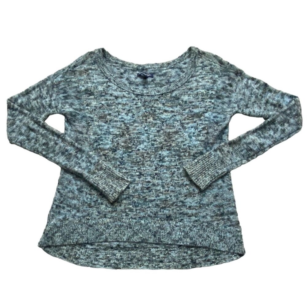 American Eagle Womens Boat Neck Sweater-Blue W/ Metallic-Size XS-GUC
